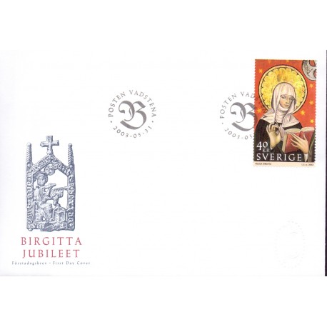 Sverige 2003. Den Hellige Birgitta miniark. AFA 2288,  postfrisk stemplet  hæfte FDC parstykkke