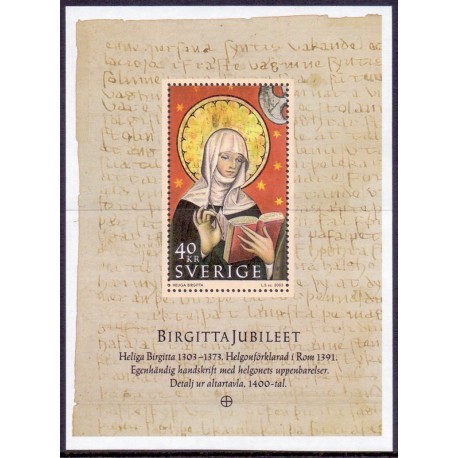 Sverige 2003. Den Hellige Birgitta miniark. AFA 2288,  postfrisk stemplet  hæfte FDC parstykkke