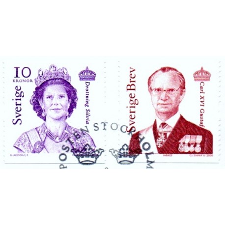 Sverige 2003. Kong Carl og Dr. Silvia. AFA 2293-4,  postfrisk stemplet  hæfte FDC parstykkke