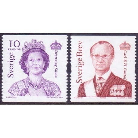 Sverige 2003. Kong Carl og Dr. Silvia. AFA 2293-4,  postfrisk stemplet  hæfte FDC parstykkke