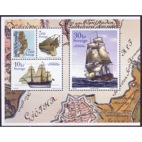 Sverige 2003. Østindien søfarer. AFA 2295-98,  postfrisk miniark stemplet  hæfte FDC parstykkke