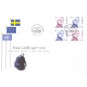 Sverige 2003. Anna Lindh. AFA nr. 2303-04, i  postfrisk sammentryk stemplet  hæfte FDC parstykkke