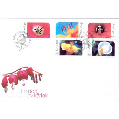 Sverige 2004. Blomster. AFA nr. 2312-16,  postfrisk stemplet  hæfte FDC parstykkke