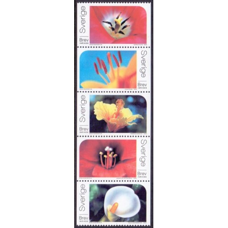 Sverige 2004. Blomster. AFA nr. 2312-16,  postfrisk stemplet  hæfte FDC parstykkke