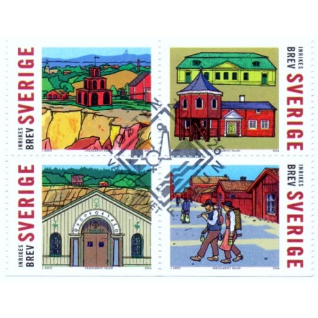 Sverige 2004. Verdensarv Falum. AFA nr. 2324-27,  postfrisk sammentryk stemplet  hæfte FDC parstykkke