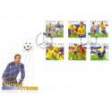 Sverige 2004. Svensk Fodbold. AFA nr. 2328-33,  postfrisk sammentryk stemplet  hæfte FDC parstykkke