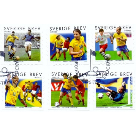 Sverige 2004. Svensk Fodbold. AFA nr. 2328-33,  postfrisk sammentryk stemplet  hæfte FDC parstykkke