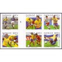 Sverige 2004. Svensk Fodbold. AFA nr. 2328-33,  postfrisk sammentryk stemplet  hæfte FDC parstykkke