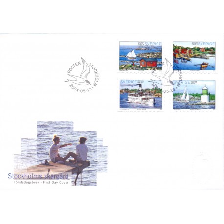 Sverige 2004. Sommer i skærgården. AFA nr. 2336-39,  postfrisk  stemplet  hæfte FDC parstykkke