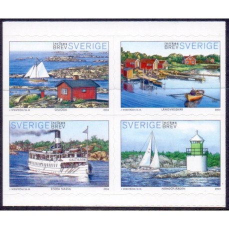 Sverige 2004. Sommer i skærgården. AFA nr. 2336-39,  postfrisk  stemplet  hæfte FDC parstykkke