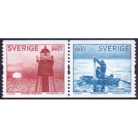 Sverige 2004. Nordisk lys. AFA nr. 2340-41, i postfrisk sammentryk stemplet  hæfte FDC parstykkke