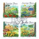 Sverige 2004. Skovens forråd. AFA nr. 2342-45,  postfrisk sammentryk stemplet  hæfte FDC parstykkke