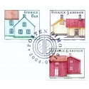 Sverige 2004. Landskabshuse. AFA nr. 2349-51,  postfrisk sammentryk stemplet  hæfte FDC parstykkke