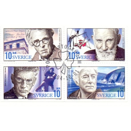 Sverige 2004. Nobelpris i Litteratur. AFA nr. 2352-55,  postfrisk sammentryk stemplet  hæfte FDC parstykkke