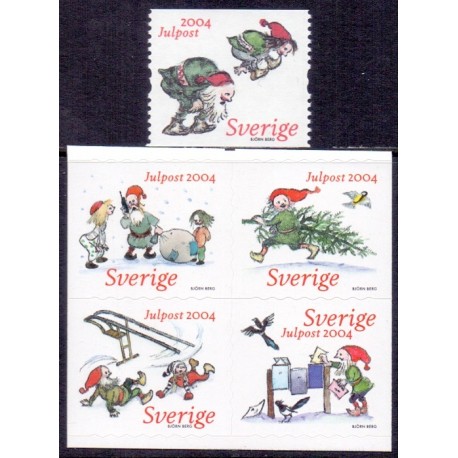Sverige 2004. Julemærke. AFA nr. 2365-69,  postfrisk  sammentryk stemplet  hæfte FDC parstykkke