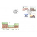 Sverige 2005. Landskabshuse. AFA nr. 2374-77, postfrisk  sammentryk stemplet  hæfte FDC parstykkke