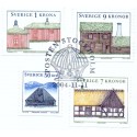 Sverige 2004. Landskabshuse. AFA nr. 2374-77, postfrisk  sammentryk stemplet  hæfte FDC parstykkke