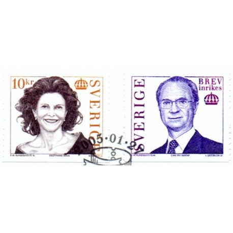 Sverige 2005. Kong Carl og Dr. Silvia. AFA nr. 2388-89, postfrisk  sammentryk stemplet  hæfte FDC parstykkke