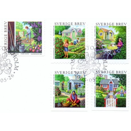Sverige 2005. Sommermærker. AFA nr. 2400-04, postfrisk  sammentryk stemplet  hæfte FDC parstykkke