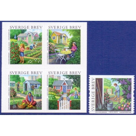 Sverige 2005. Sommermærker. AFA nr. 2400-04, postfrisk  sammentryk stemplet  hæfte FDC parstykkke