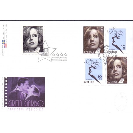 Sverige 2005. Greta Garbo. AFA nr. 2424-25 postfrisk sammentryk FDC