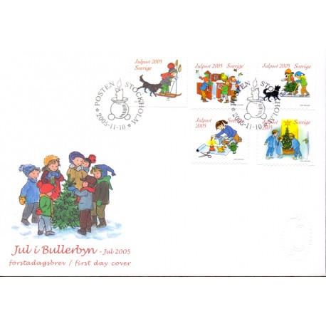 Sverige 2005. Julefrimærker. AFA nr. 2432-36, postfrisk sammentryk stemplet  hæfte FDC parstykkke