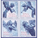 Sverige 2005. Musicerende engle. AFA nr. 2437-40, postfrisk sammentryk stemplet  hæfte FDC parstykkke