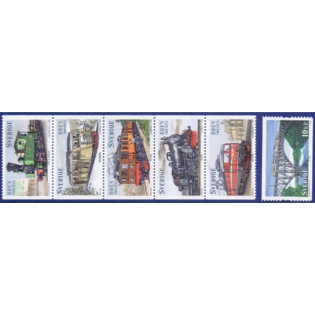Sverige 2006. Tog. AFA nr. 2441-46, postfrisk  sammentryk stemplet  hæfte FDC parstykkke
