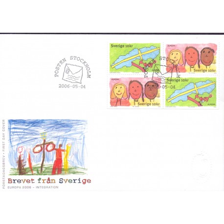Sverige 2006. Europamærker / CEPT. AFA nr. 2459-60, i postfrisk sammentryk stemplet  hæfte FDC parstykkke