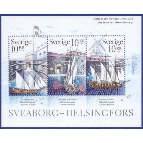 Sverige 2006. Sveaborg. AFA nr. 2461-63, postfrisk miniark sammentryk stemplet  hæfte FDC parstykkke
