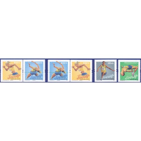 Sverige 2006. EM i atletik. AFA nr. 2464-67, postfriske parstykker sammentryk stemplet  hæfte FDC parstykkke
