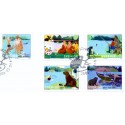Sverige 2006. Sommer ved søen. AFA nr. 2468-72, postfrisk parstykker sammentryk stemplet  hæfte FDC parstykkke
