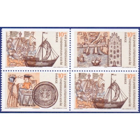 Sverige 2006. Hansestæderne. AFA nr. 2477-79, postfrisk sammentryk stemplet  hæfte FDC parstykkke