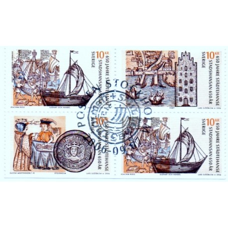 Sverige 2006. Hansestæderne. AFA nr. 2477-79, postfrisk sammentryk stemplet  hæfte FDC parstykkke