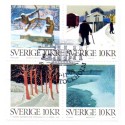 Sverige 2006. Vinter i kunsten. AFA nr. 2493-96, postfrisk sammentryk stemplet  hæfte FDC parstykkke