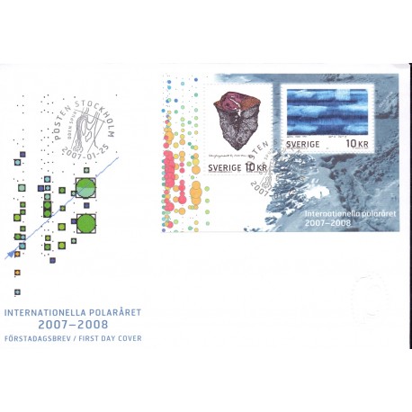 Sverige 2007. International polarår. AFA nr. 2499-2500, postfrisk  sammentryk stemplet  hæfte FDC parstykkke