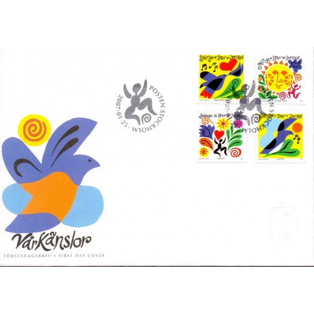 Sverige 2007. Forårstegn. AFA nr. 2501-04, postfrisk sammentryk stemplet  hæfte FDC parstykkke