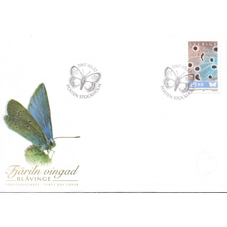 Sverige 2007. Sommerfugle. AFA nr. 2515, postfrisk sammentryk stemplet  hæfte FDC parstykkke