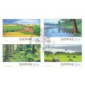 Sverige 2007. Sommerlandskaber. AFA nr. 2524-27, postfrisk sammentryk stemplet  hæfte FDC parstykkke