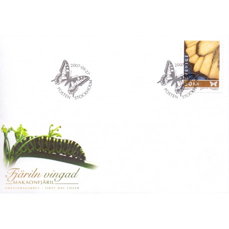 Sverige 2007. Sommerfugl. AFA nr. 2533, postfrisk stemplet  hæfte FDC parstykkke