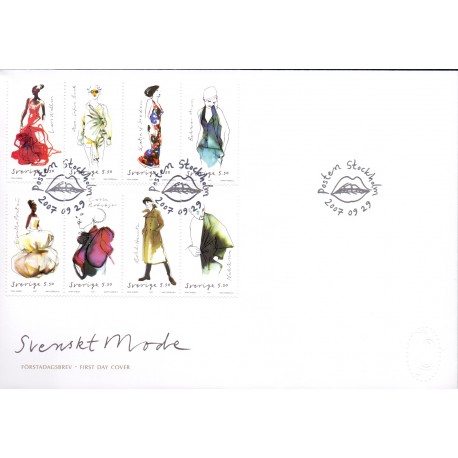 Sverige 2007. Svensk mode. AFA nr. 2534-41, postfrisk sammentryk stemplet  hæfte FDC parstykkke