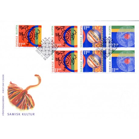 Sverige 2007.Samisk kultur. AFA nr. 2548-50, postfrisk sammentryk  stemplet  hæfte FDC parstykkke