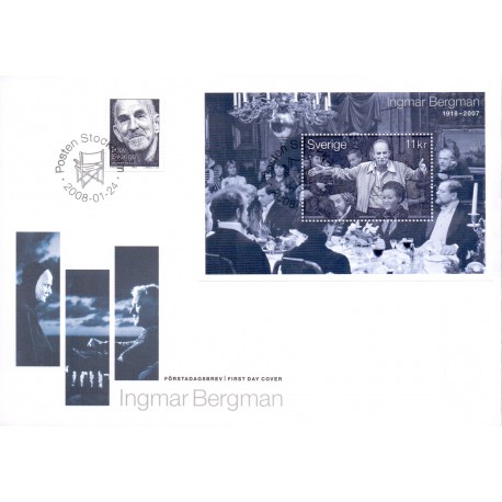 Sverige 2008. Ingmar Bergman. AFA nr. 2557, postfrisk  stemplet  hæfte FDC parstykkke