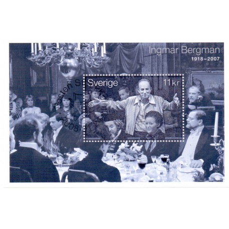 Sverige 2008. Ingmar Bergman. AFA nr. 2558, postfrisk miniark stemplet  hæfte FDC parstykkke