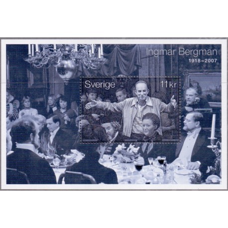Sverige 2008. Ingmar Bergman. AFA nr. 2558, postfrisk miniark stemplet  hæfte FDC parstykkke