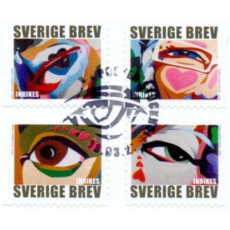 Sverige 2008. Vil se dig. AFA nr. 2565-68, postfrisk stemplet  hæfte FDC parstykkke