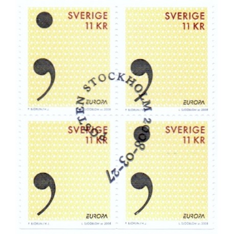 Sverige 2008. Europamærker / CEPT. AFA nr. 2573-74, postfrisk sammentryk stemplet  hæfte FDC parstykkke