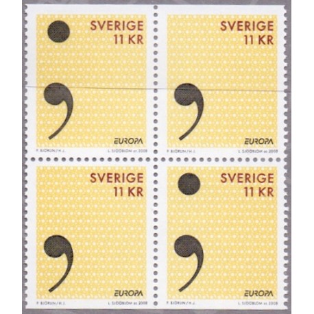 Sverige 2008. Europamærker / CEPT. AFA nr. 2573-74, postfrisk sammentryk stemplet  hæfte FDC parstykkke