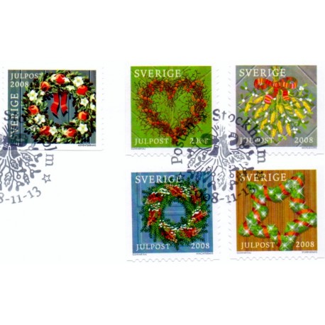 Sverige 2008. Julefrimærker. AFA nr. 2605-09, postfrisk stemplet  hæfte FDC parstykkke