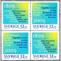 Sverige 2009. To Lande en fremtid. AFA nr. 2634-35, postfrisk stemplet  hæfte FDC parstykkke